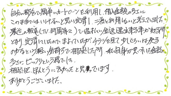 Nさん・60代男性プロミスの過払い金請求の口コミ