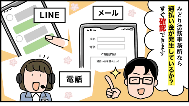 みどり法務事務所なら、過払い金が発生しているかLINEやメール電話ですぐ確認できる