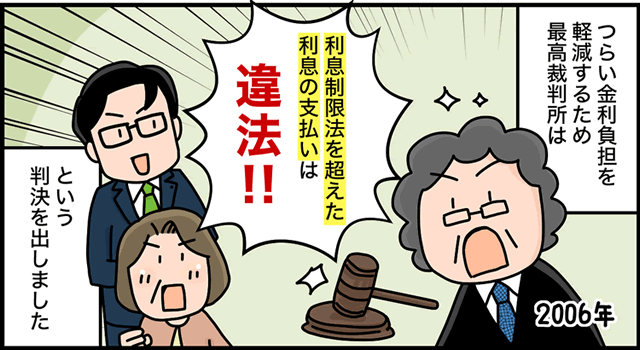 2006年の最高裁判所の判断。利息制限法を超えた利息の支払いは違法